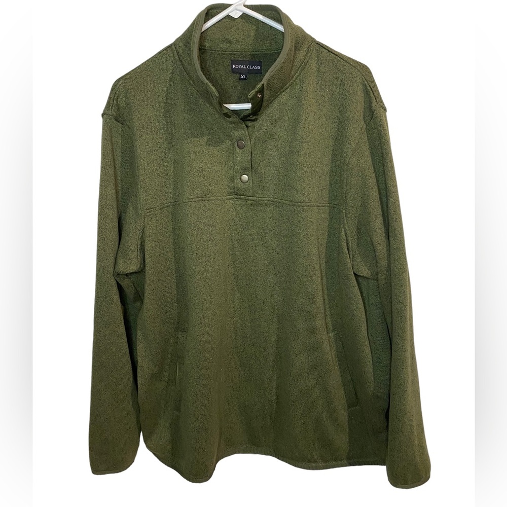 Royal Class men's Marled Top size XL green. 1/4 Button Long Sleeve - Picture 2 of 5